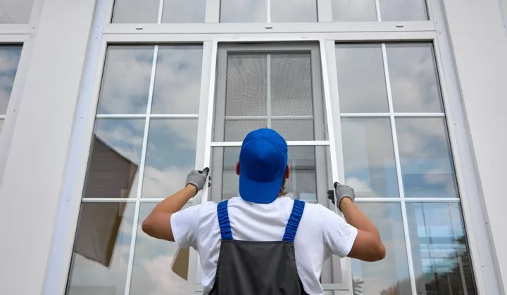 Installer fitting an energy-efficient replacement window
